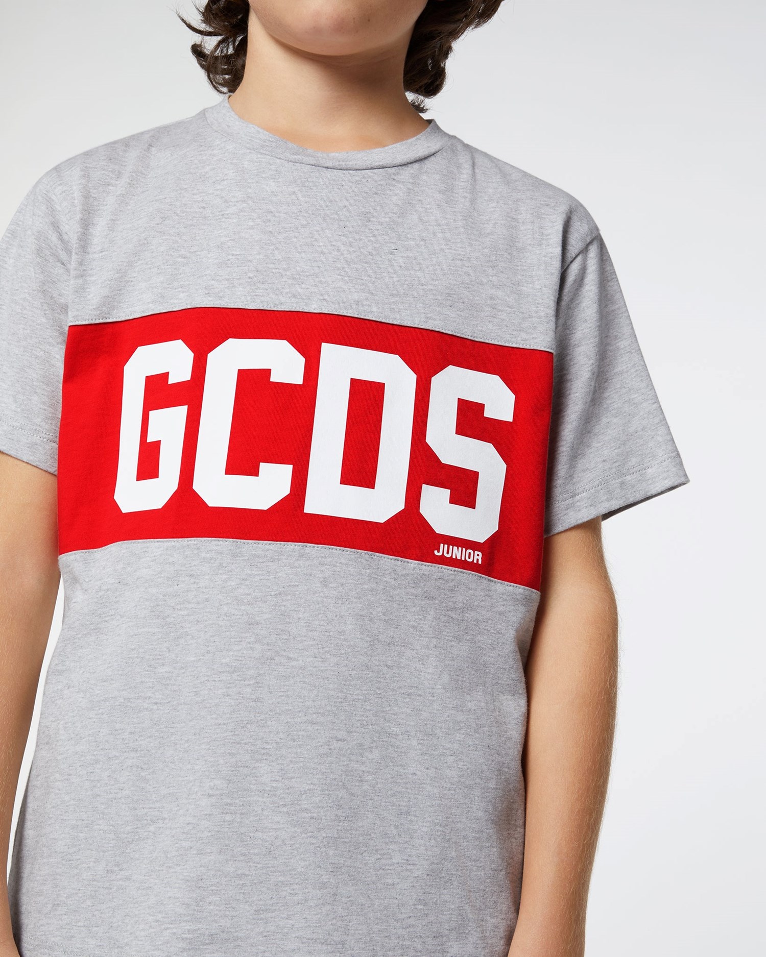 T Shirts GCDS Logo Band T-shirt Enfant Grise | 893412-MSB
