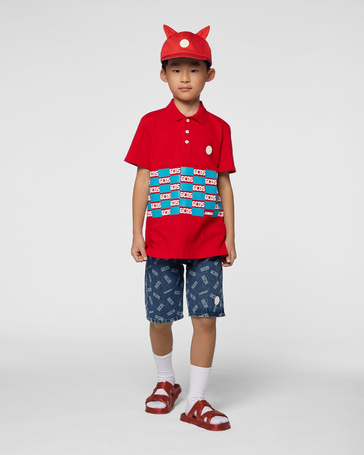 T Shirts GCDS Polo Enfant Rouge | 157623-OPM