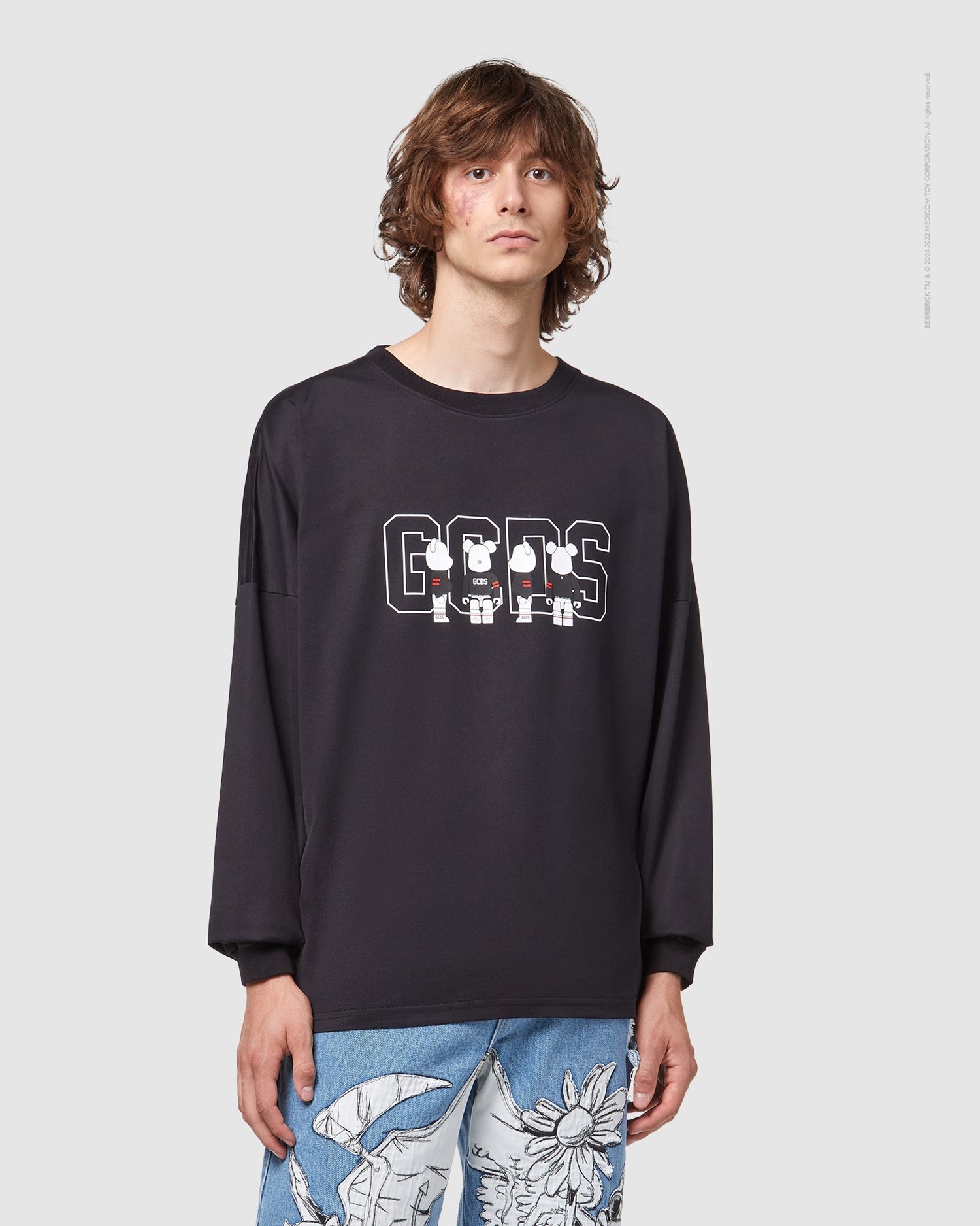 T Shirts GCDS X Bearbrick Long Sleeves T-shirt Homme Noir | 917528-VWQ