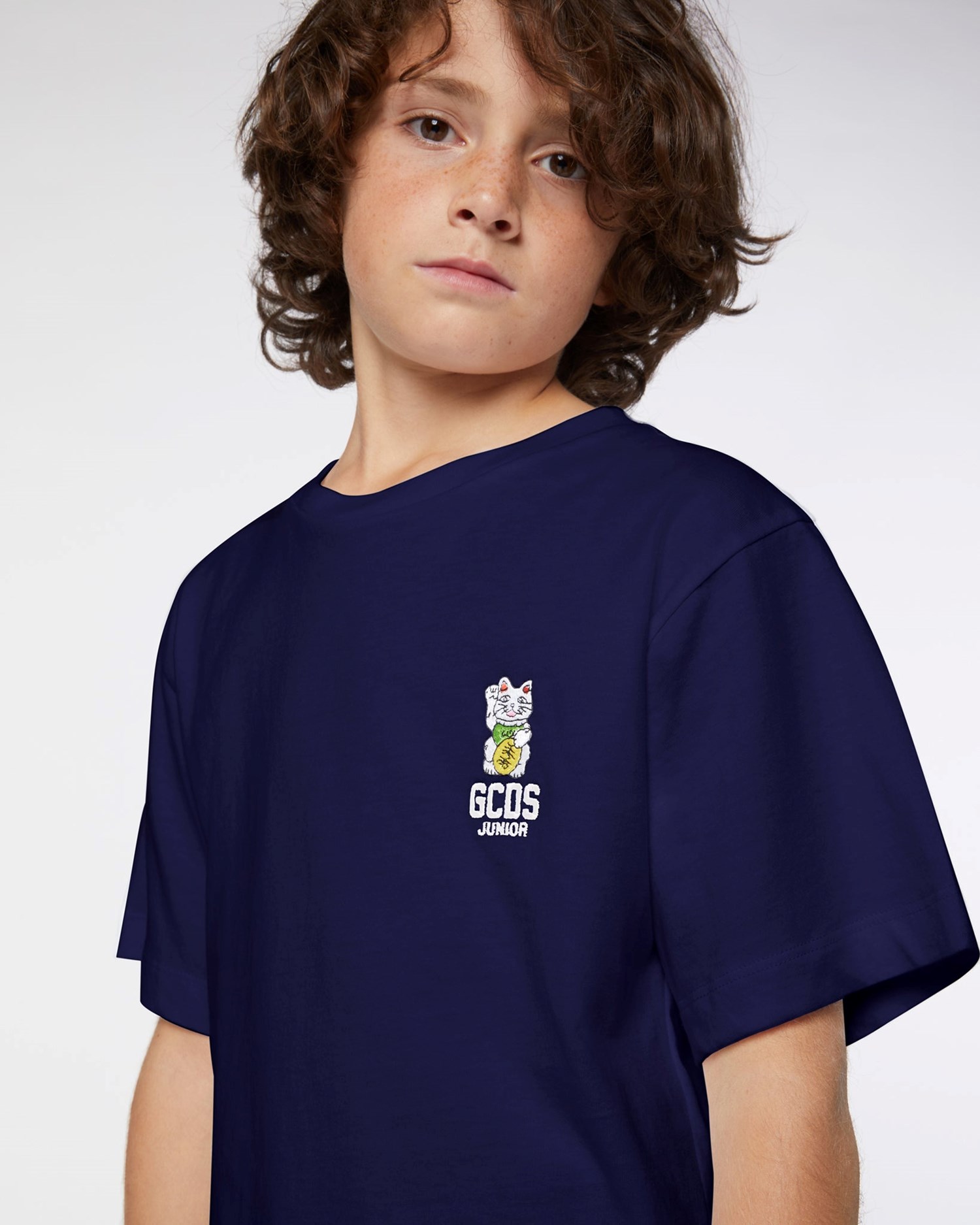 T Shirts GCDS Kittho T-shirt Enfant Bleu Foncé | 648715-PRO