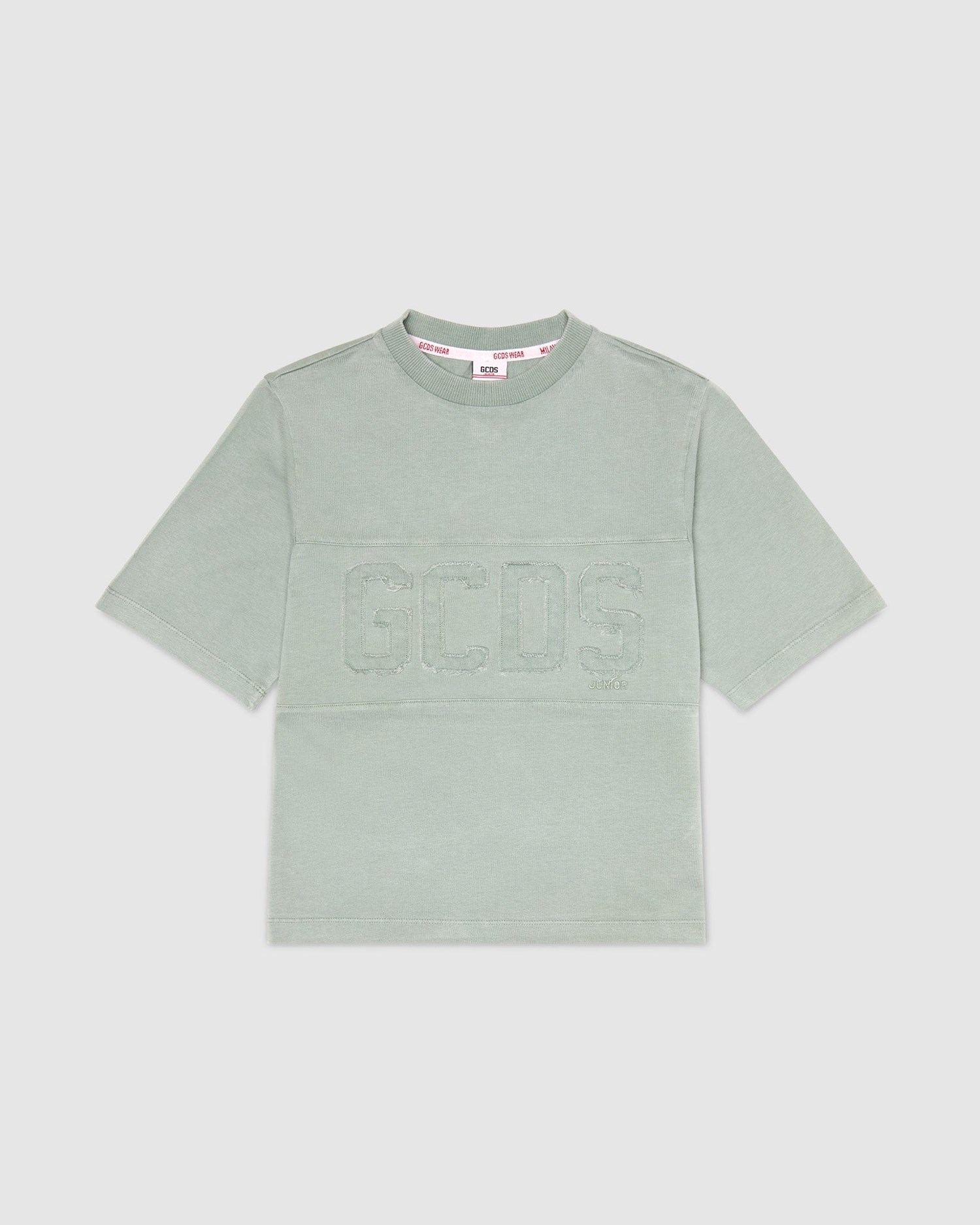 T Shirts GCDS Overdyed Gcds Logo Band T-shirt Enfant Vert | 293460-DHM
