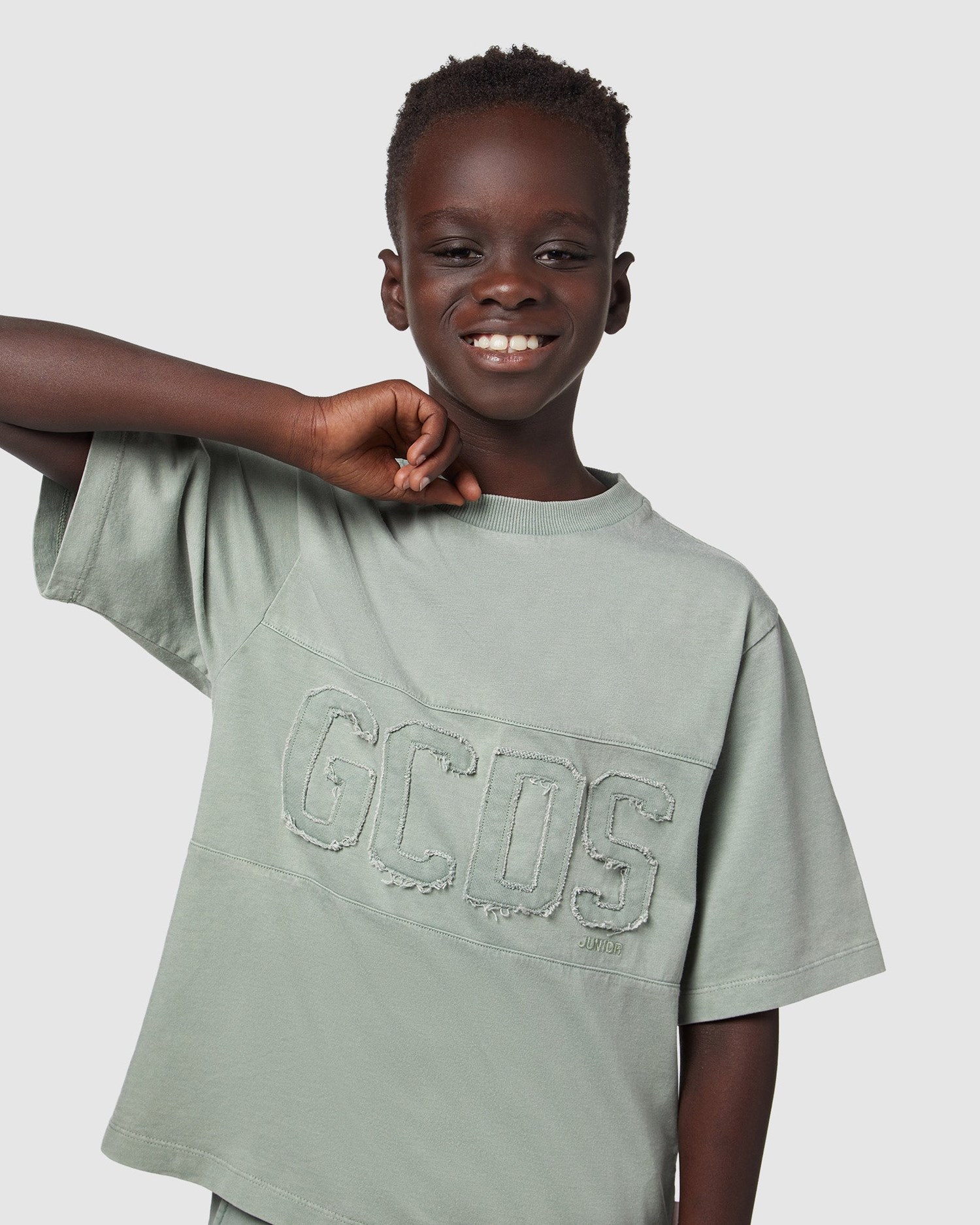 T Shirts GCDS Overdyed Gcds Logo Band T-shirt Enfant Vert | 293460-DHM