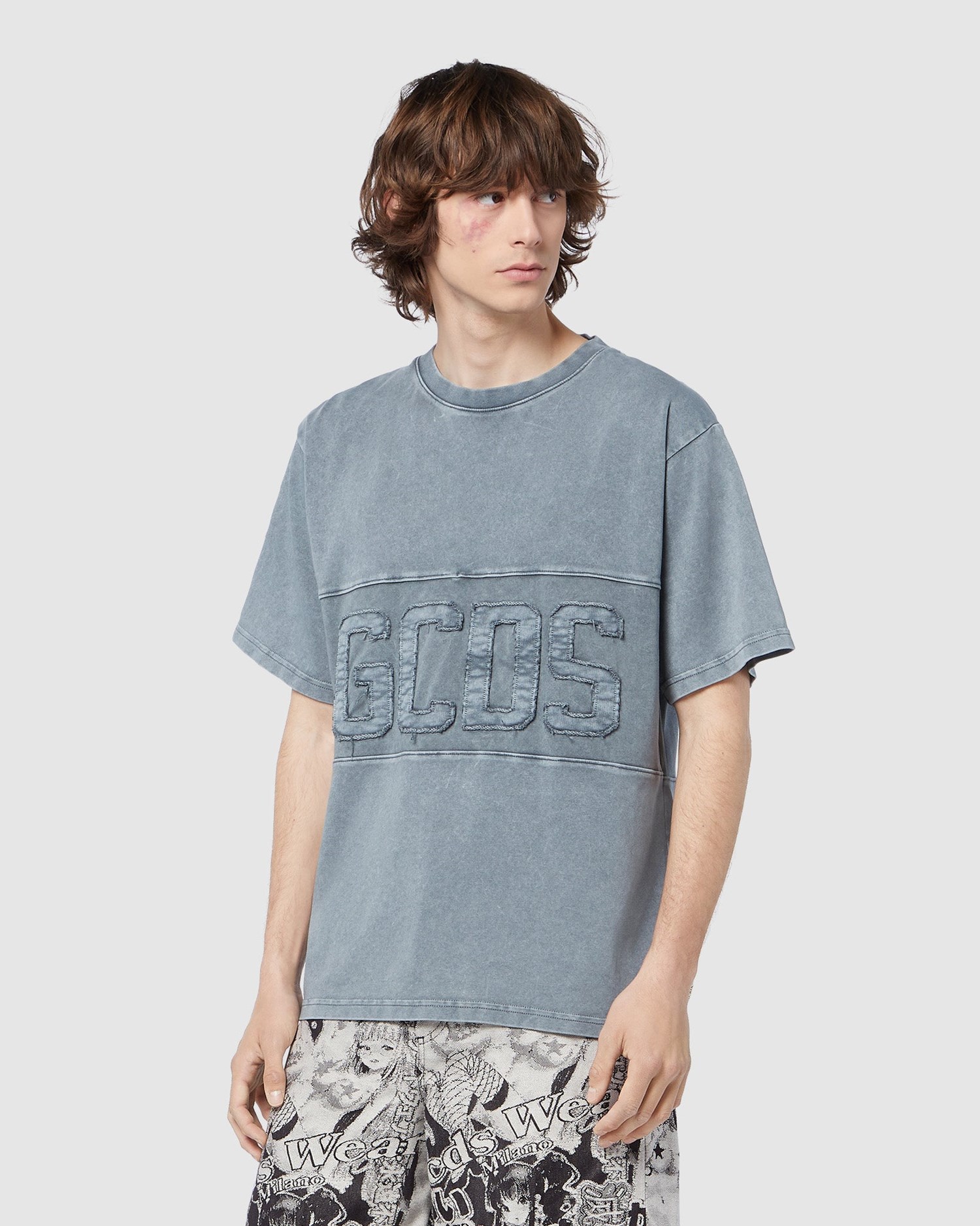 T Shirts GCDS Overdyed Logo Band T-shirt Homme Noir | 420583-XVN