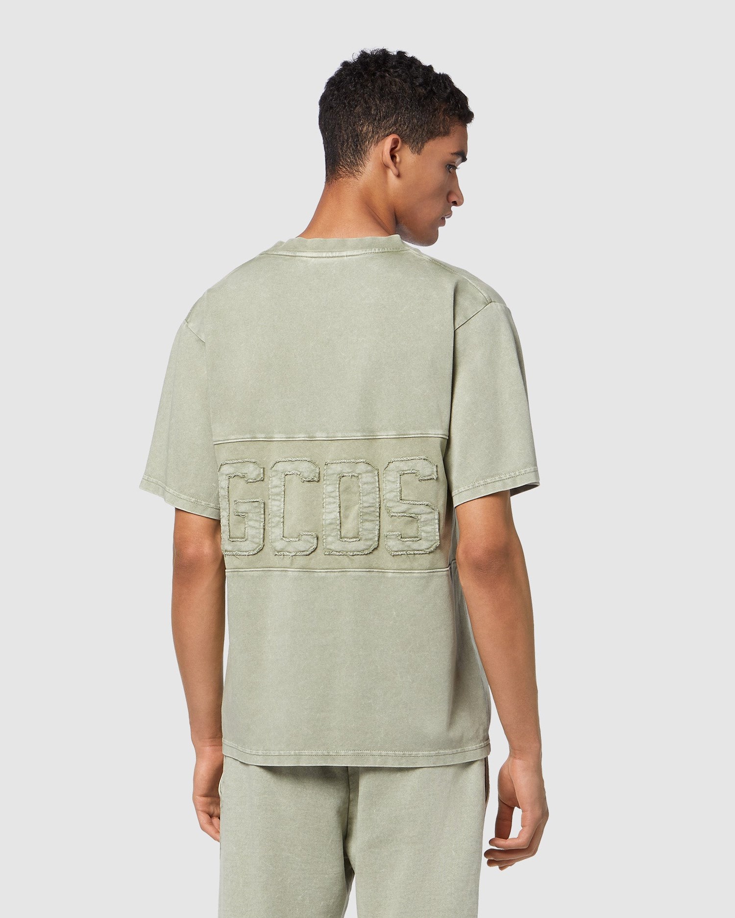 T Shirts GCDS Overdyed Logo Band T-shirt Homme Vert | 547926-GTM