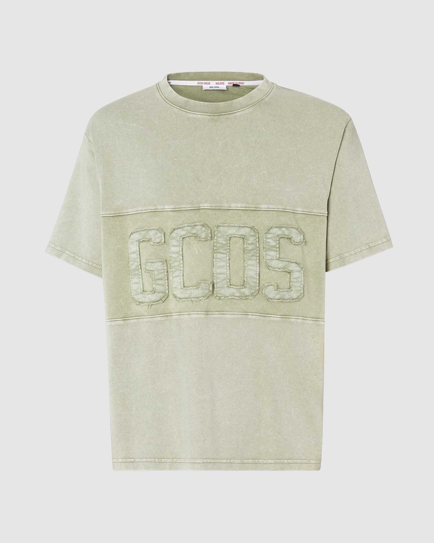 T Shirts GCDS Overdyed Logo Band T-shirt Homme Vert | 547926-GTM