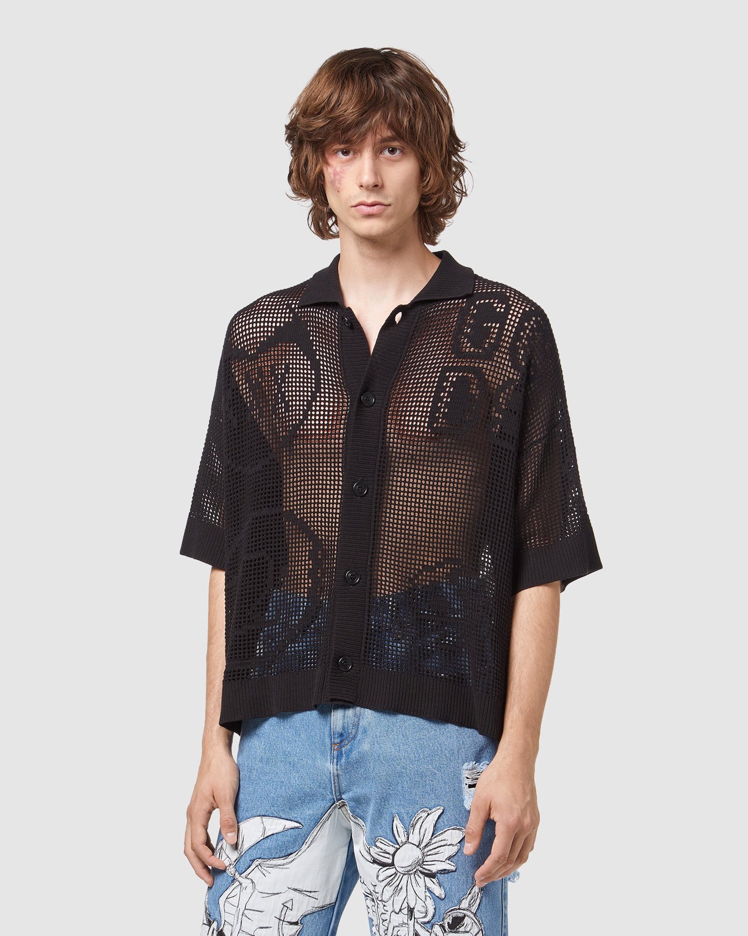 T Shirts GCDS Plush Crochet Polo Femme Noir | 836921-RIE