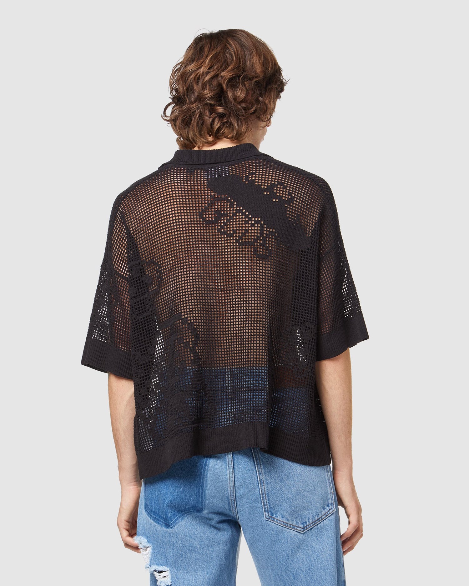 T Shirts GCDS Plush Crochet Polo Femme Noir | 836921-RIE