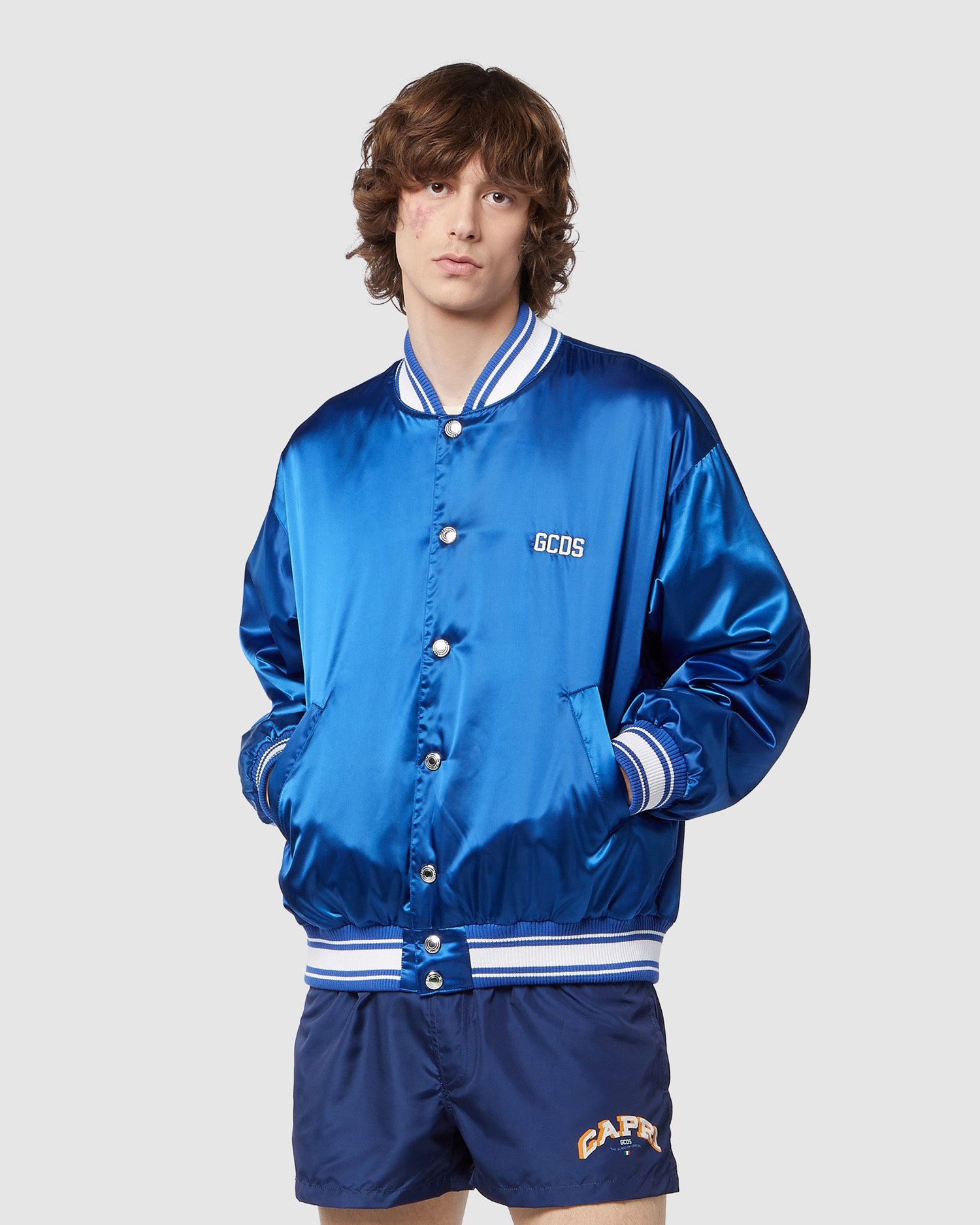Vestes GCDS Capri Oversized Bomber Femme Bleu | 672183-DQN