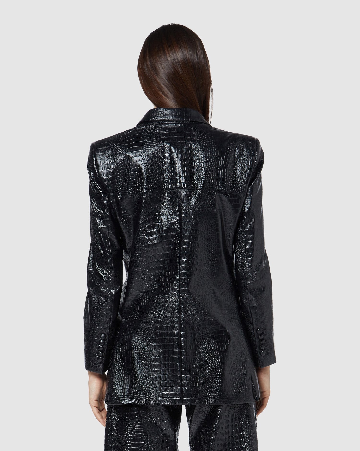 Vestes GCDS Faux Crocodile Jacket Femme Noir | 342195-HOE