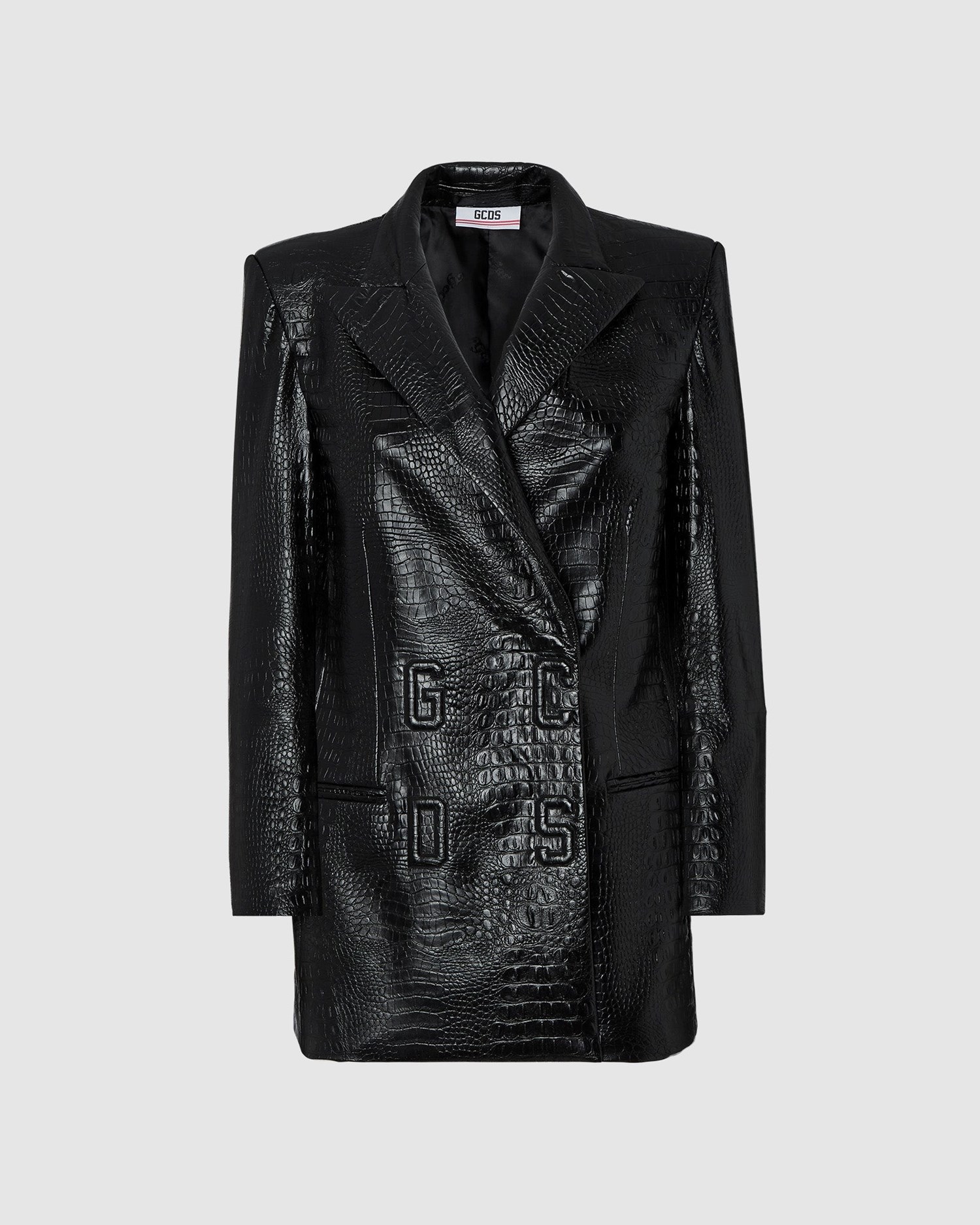 Vestes GCDS Faux Crocodile Jacket Femme Noir | 342195-HOE
