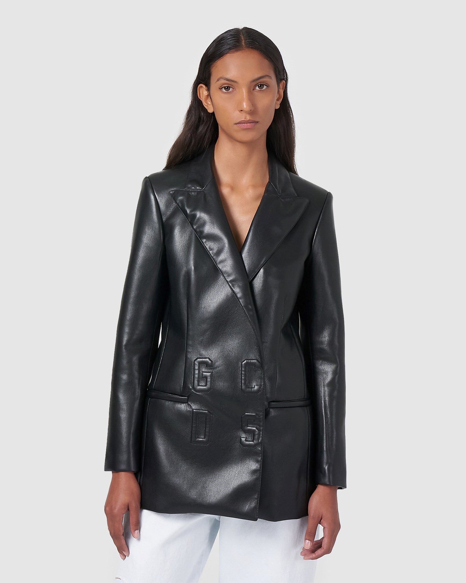 Vestes GCDS Faux Cuir Menfit Jacket Femme Noir | 403617-EHL