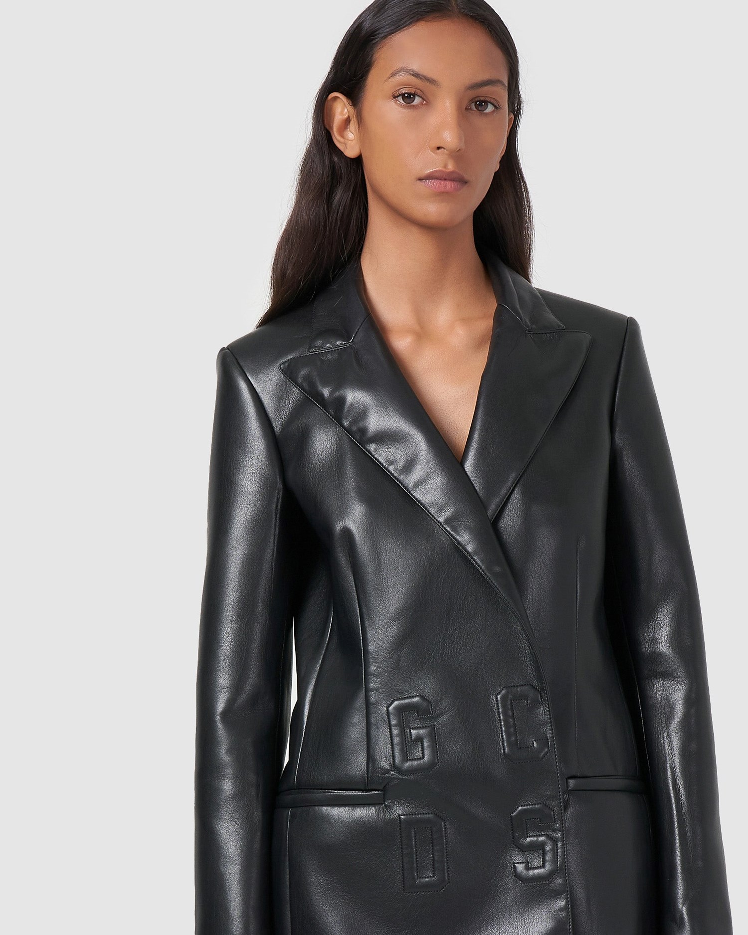 Vestes GCDS Faux Cuir Menfit Jacket Femme Noir | 403617-EHL