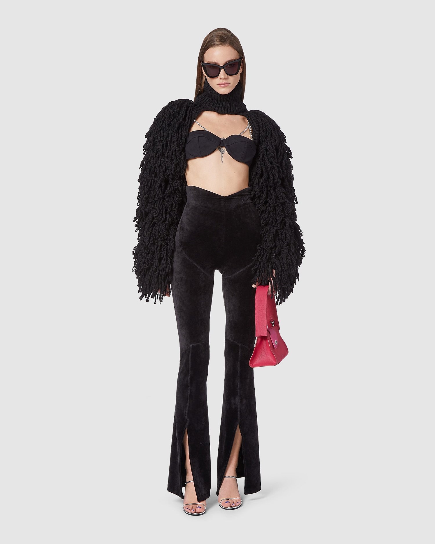 Vestes GCDS Faux Fur Knit Shrug Femme Noir | 920653-ZHR