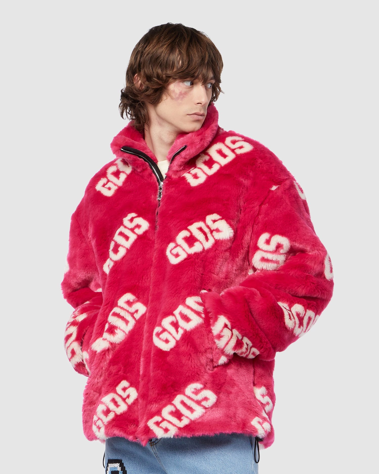 Vestes GCDS Faux Fur Jacket Femme Fushia | 920375-NQB