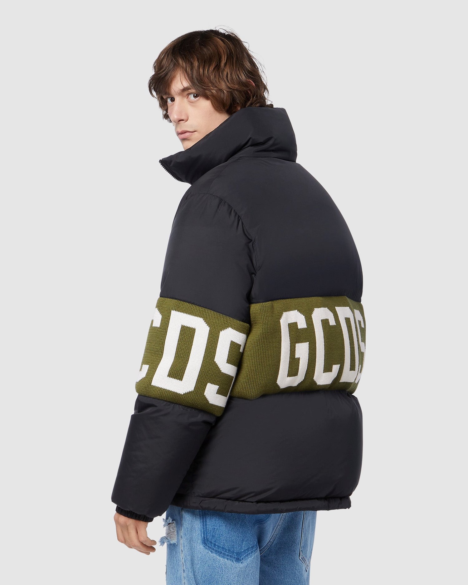 Vestes GCDS Logo Band Puffer Jacket Homme Vert | 025964-FMU