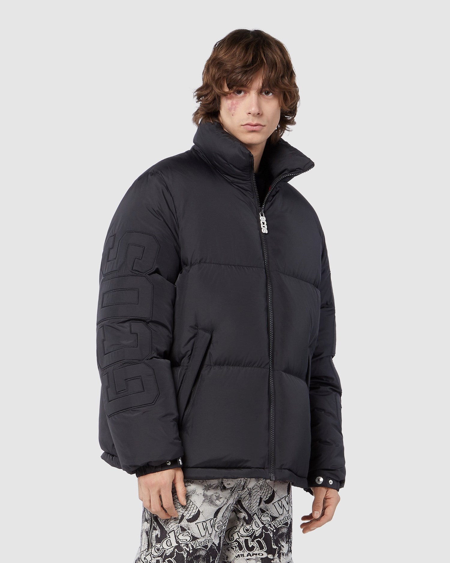 Vestes GCDS Matelassé Puffer Jacket Homme Noir | 169045-ZYK