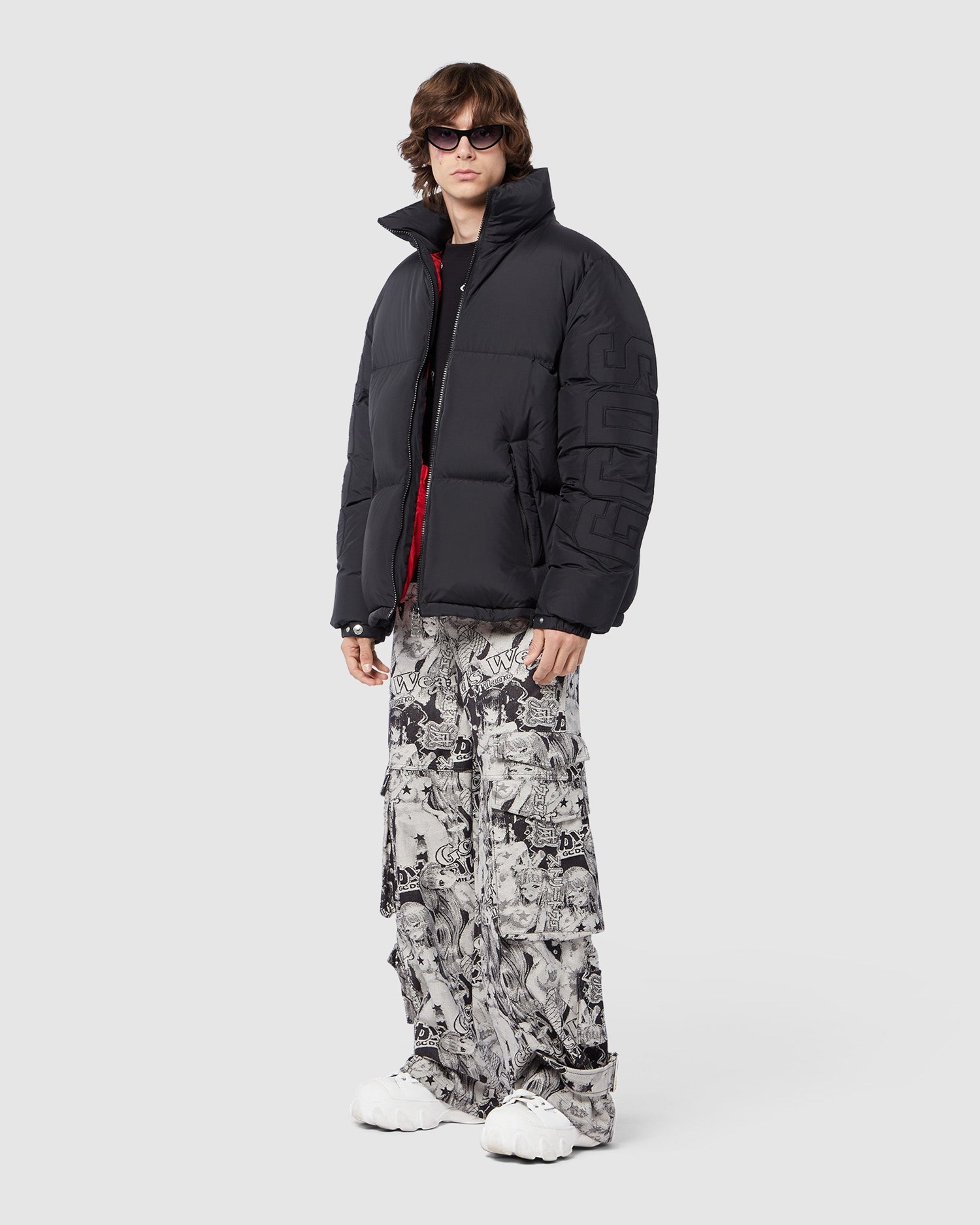 Vestes GCDS Matelassé Puffer Jacket Homme Noir | 169045-ZYK