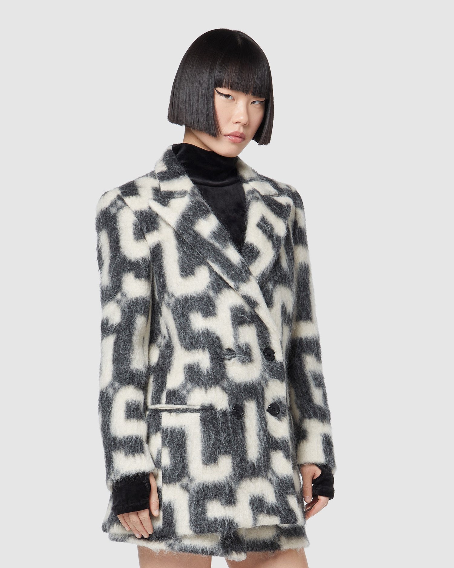 Vestes GCDS Monogram Jacquard Jacket Femme Noir | 895214-IPW