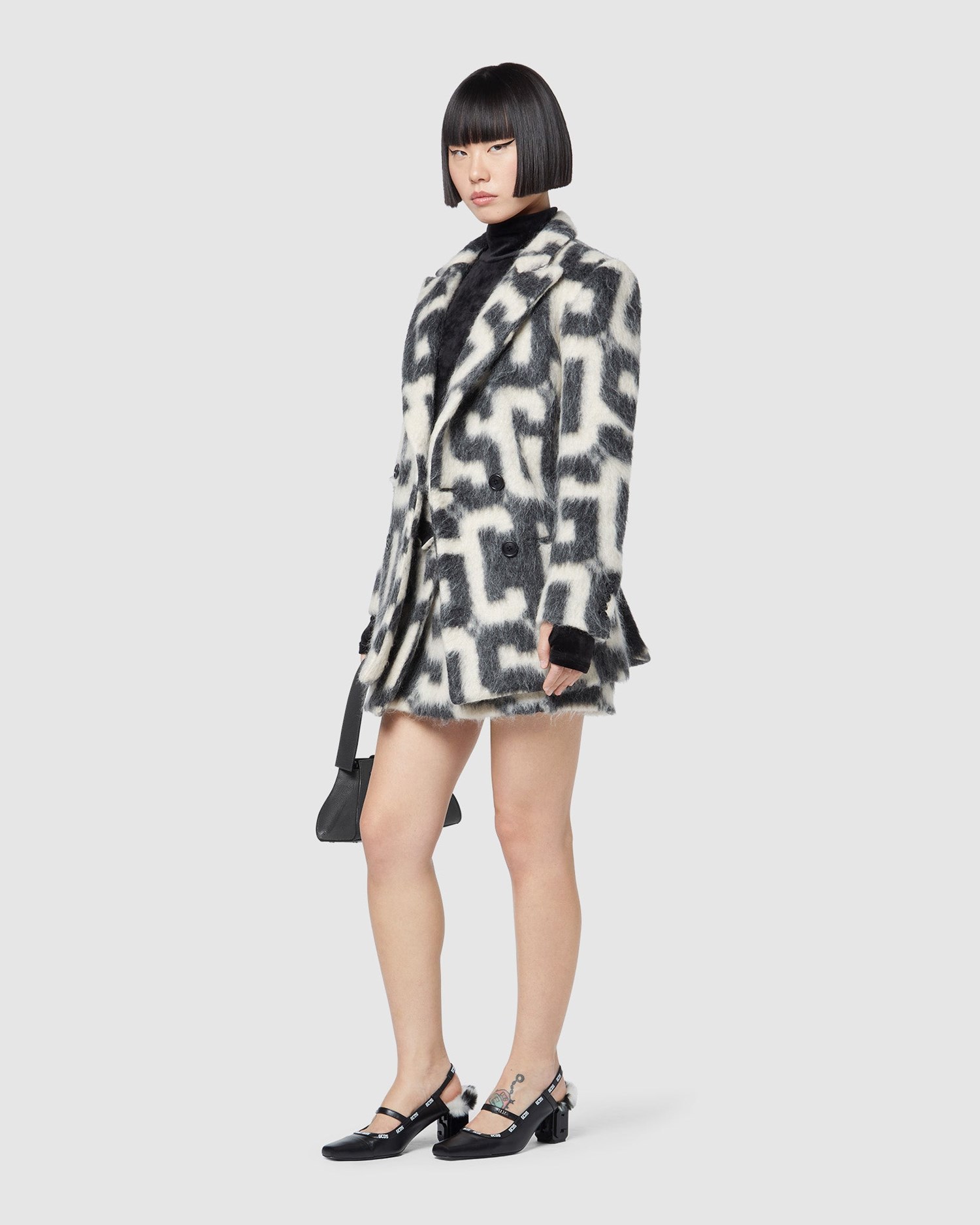 Vestes GCDS Monogram Jacquard Jacket Femme Noir | 895214-IPW
