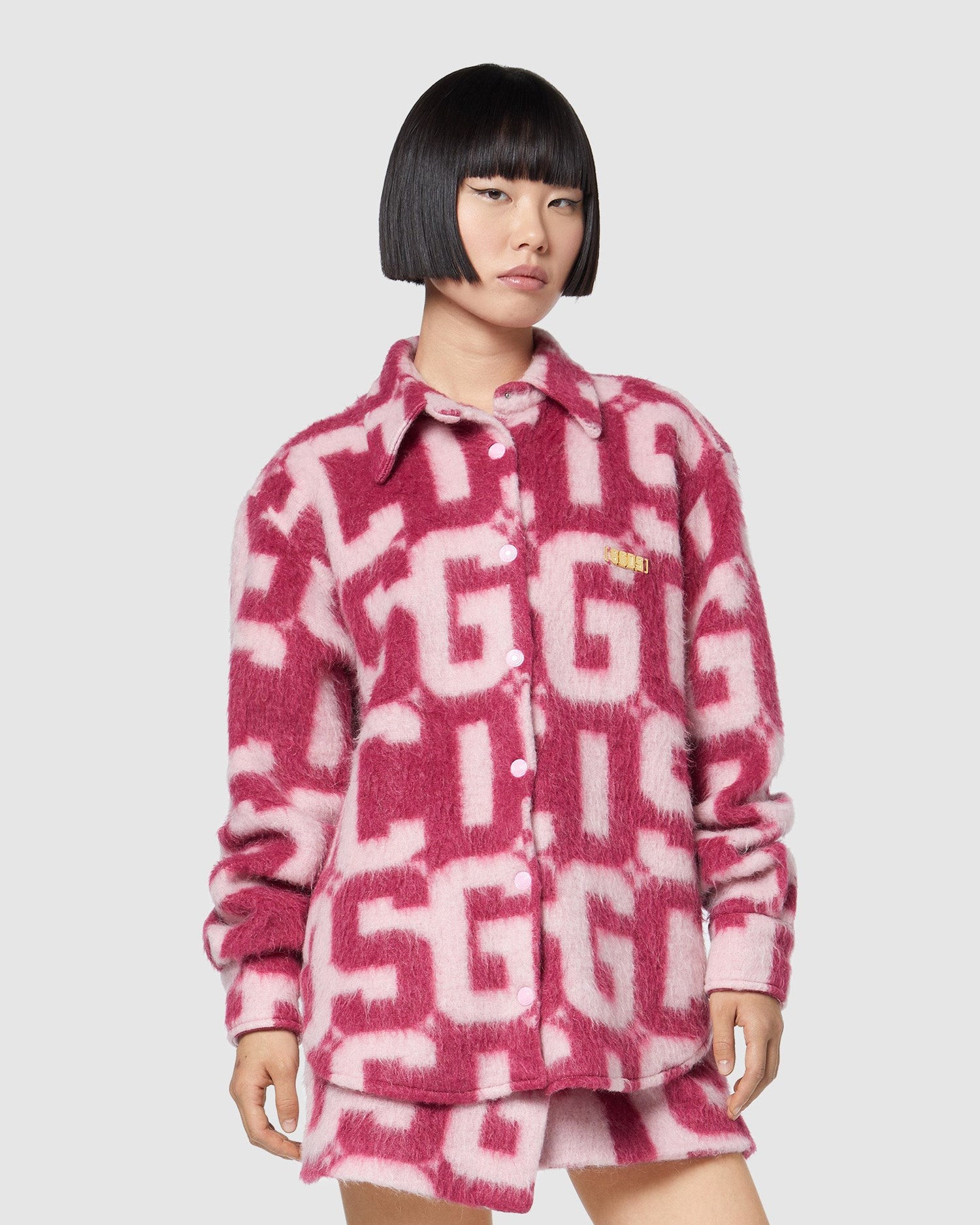 Vestes GCDS Monogram Jacquard Overshirt Femme Rose | 357982-INS