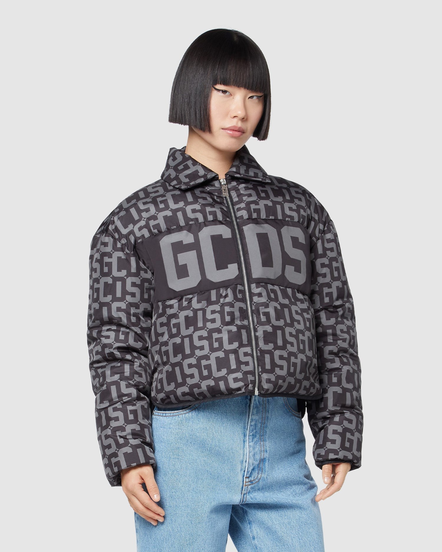Vestes GCDS Monogram Puffer Jacket Femme Noir | 241936-ODN