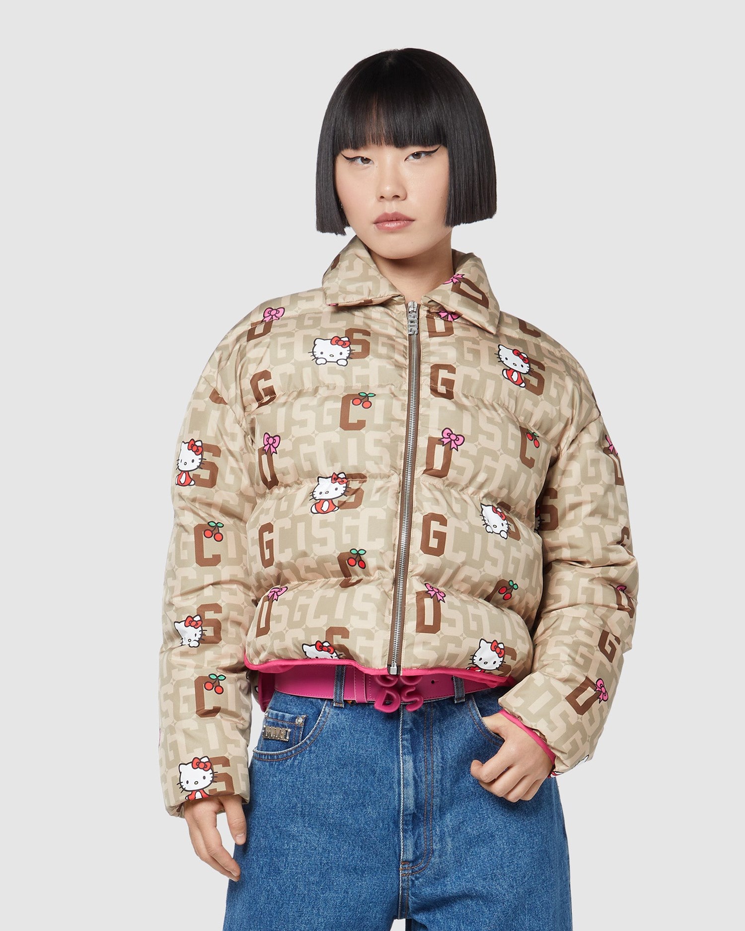 Vestes GCDS Hello Kitty Monogram Puffer Jacket Femme Marron | 097862-YAJ