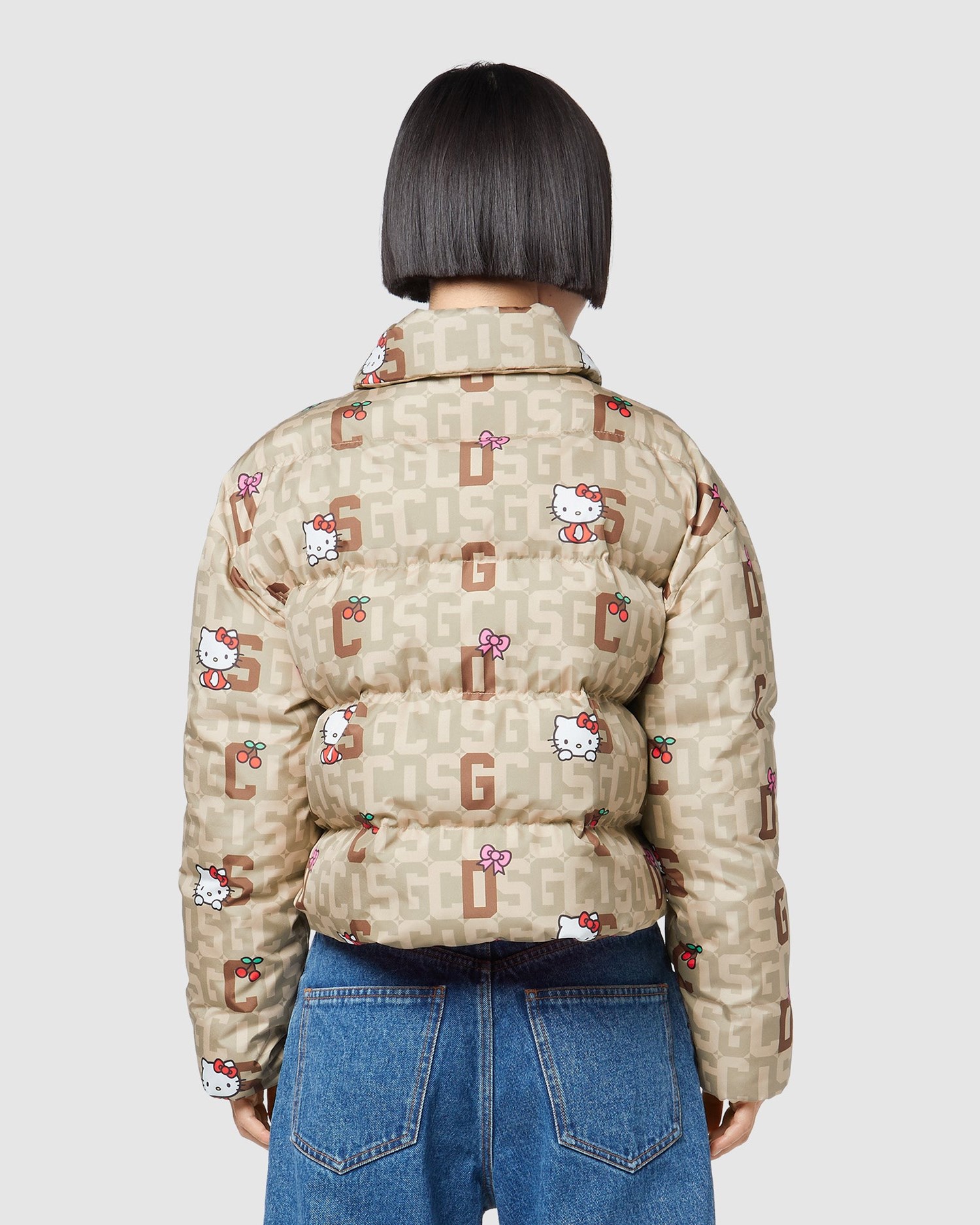 Vestes GCDS Hello Kitty Monogram Puffer Jacket Femme Marron | 097862-YAJ