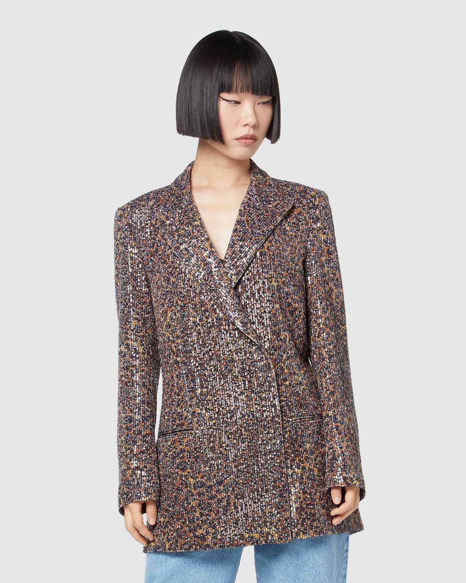 Vestes GCDS Leopard Sequin Jacket Femme Multicolore | 082719-NSK