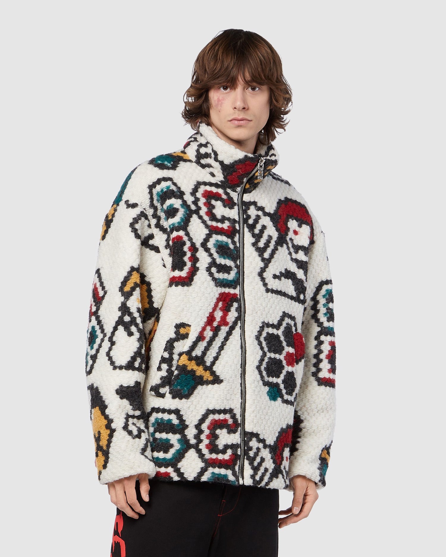 Vestes GCDS Plush Laine Blend Jacket Homme Multicolore | 769210-CPY
