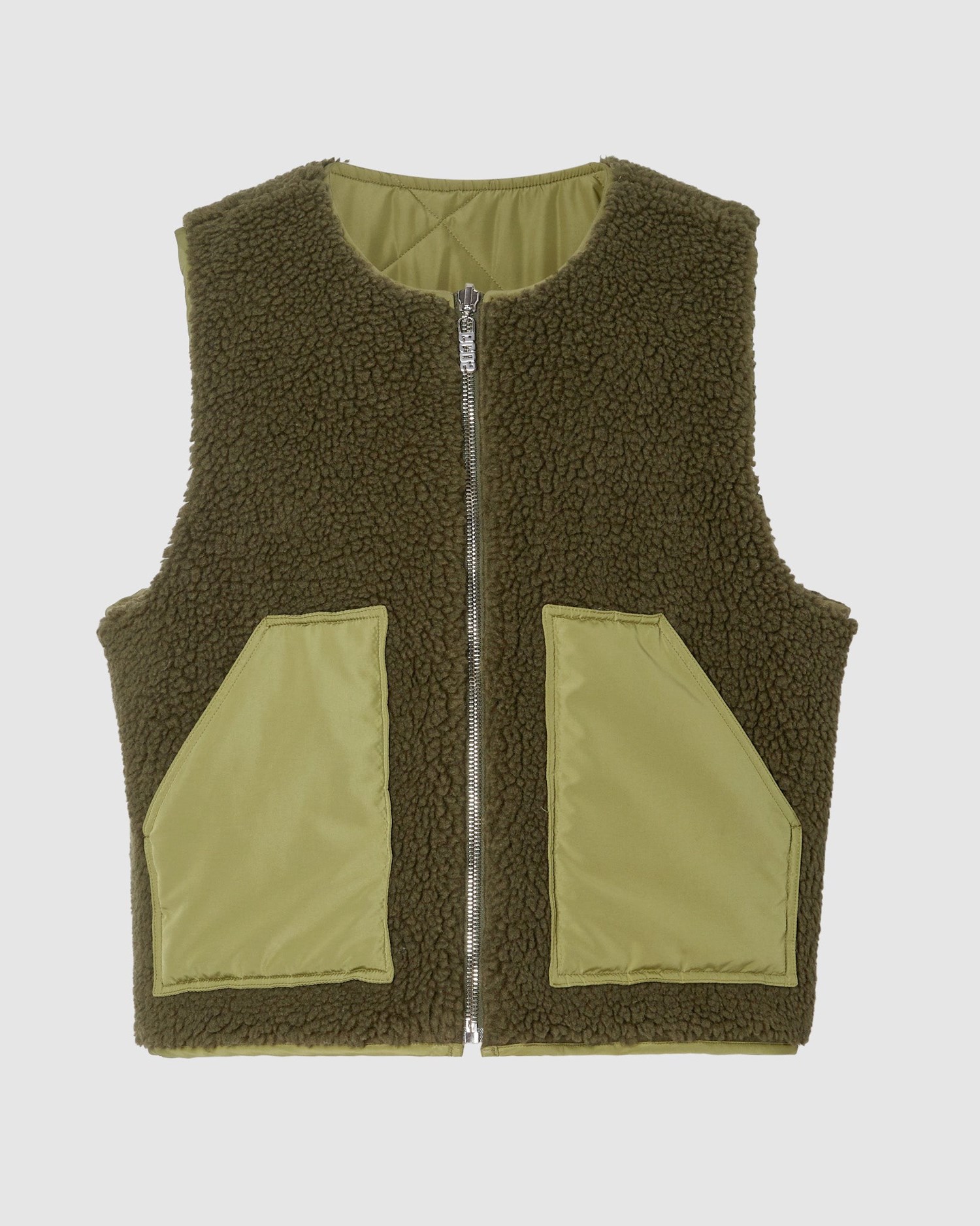 Vestes GCDS Plush Reversible Vest Homme Vert | 746381-EGH