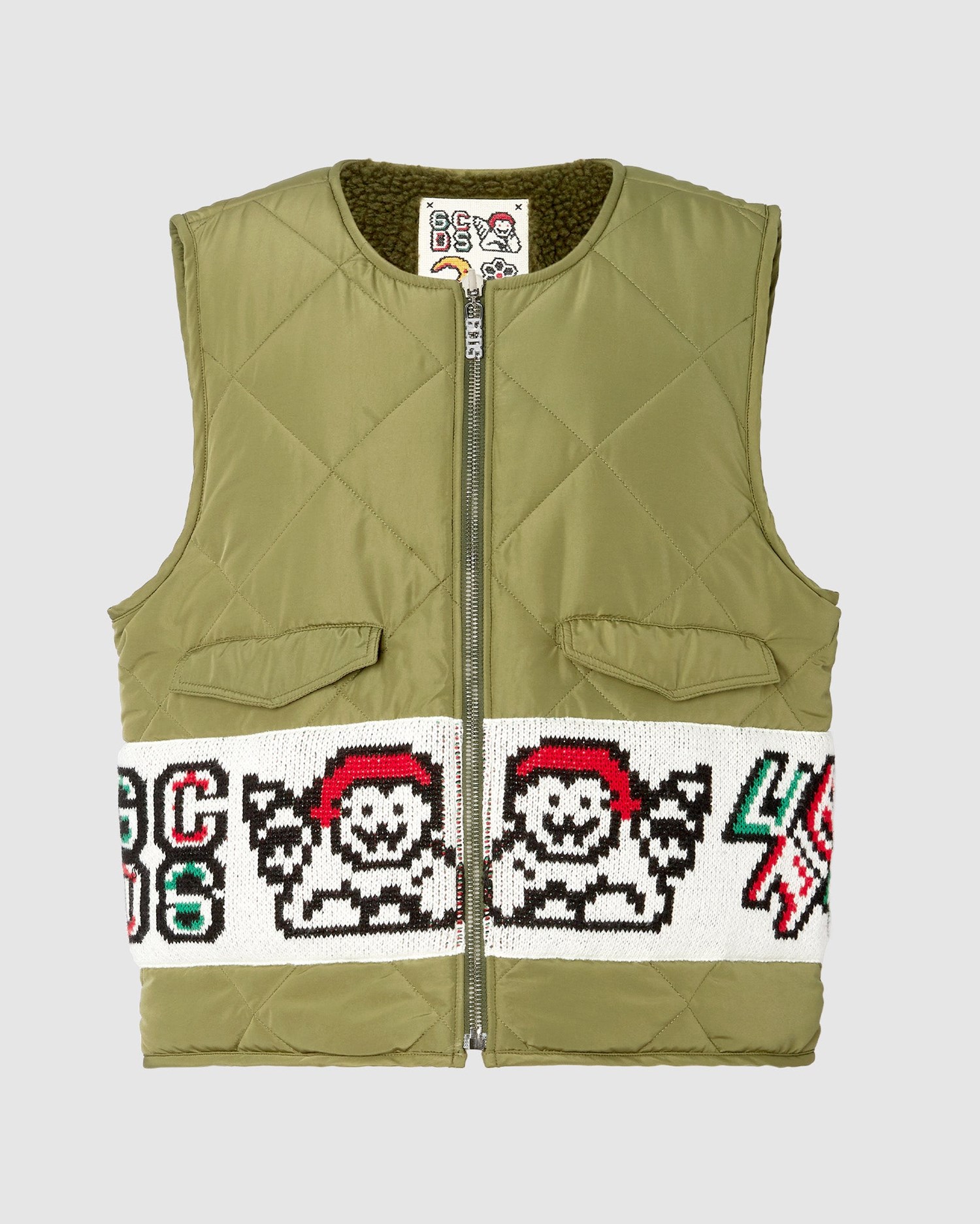 Vestes GCDS Plush Reversible Vest Homme Vert | 746381-EGH